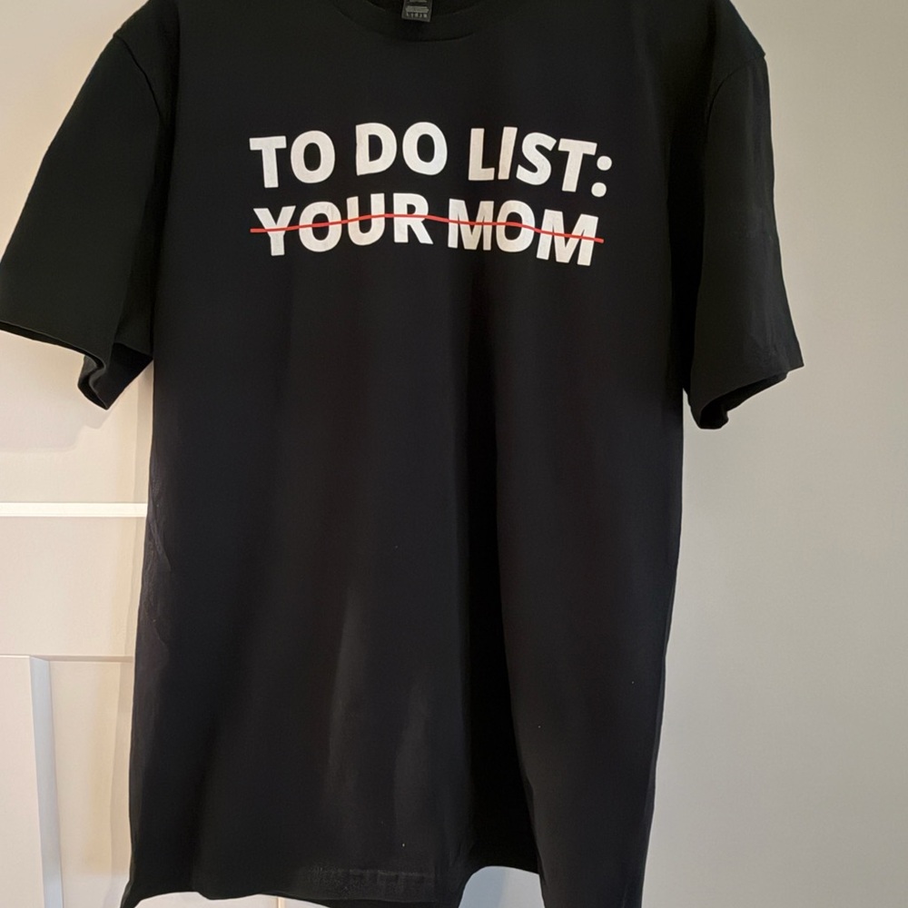 Gildan Black Mens T-Shirt with Bold Text